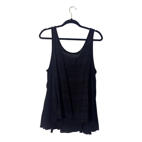 Black Sleeveless Sheer Layered Tank Top By Pure DKNY Womens M - Picture 1 of 5